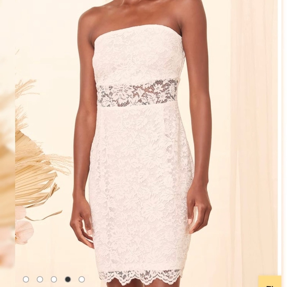 Lulus White Lace Strapless Bodycon Mini Dress Size Small